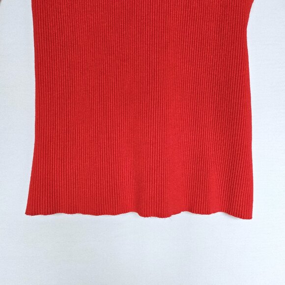 INC Red Knit Crew Neck Women's Sweater with Gold Zipper Accents, Size XS - Picture 5 of 6